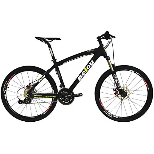 BEIOU Toray T700 Carbon Fiber Mountain Bike Complete Bicycle MTB 27 Speed 26-Inch Wheel Shi Mano 370 CB004 (Black, 17-Inch)