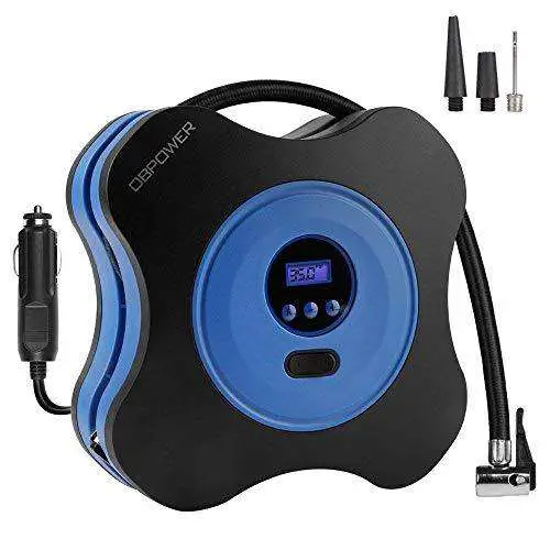 DBPOWER 12V DC Tire Inflator, Digital Air Compressor Pump with Digital Gauge, 3 High-air Flow Nozzles & Adaptors for Cars, Bicycles and Basketballs