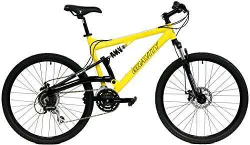 Gravity 2020 FSX 1.0 Dual Full Suspension Mountain Bike with Disc Brakes (Yellow, 17in)