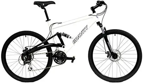Gravity 2020 FSX 1.0 Dual Full Suspension Mountain Bike with Disc Brakes (White, 19in)