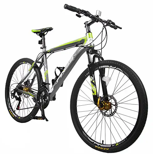 Merax Finiss 26" Aluminum 21 Speed Mountain Bike with Disc Brakes(Fashion Gray&Green)