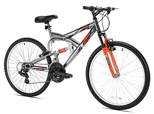 Northwoods Aluminum Full Suspension Mountain Bike, 26-Inch, Grey/Orange